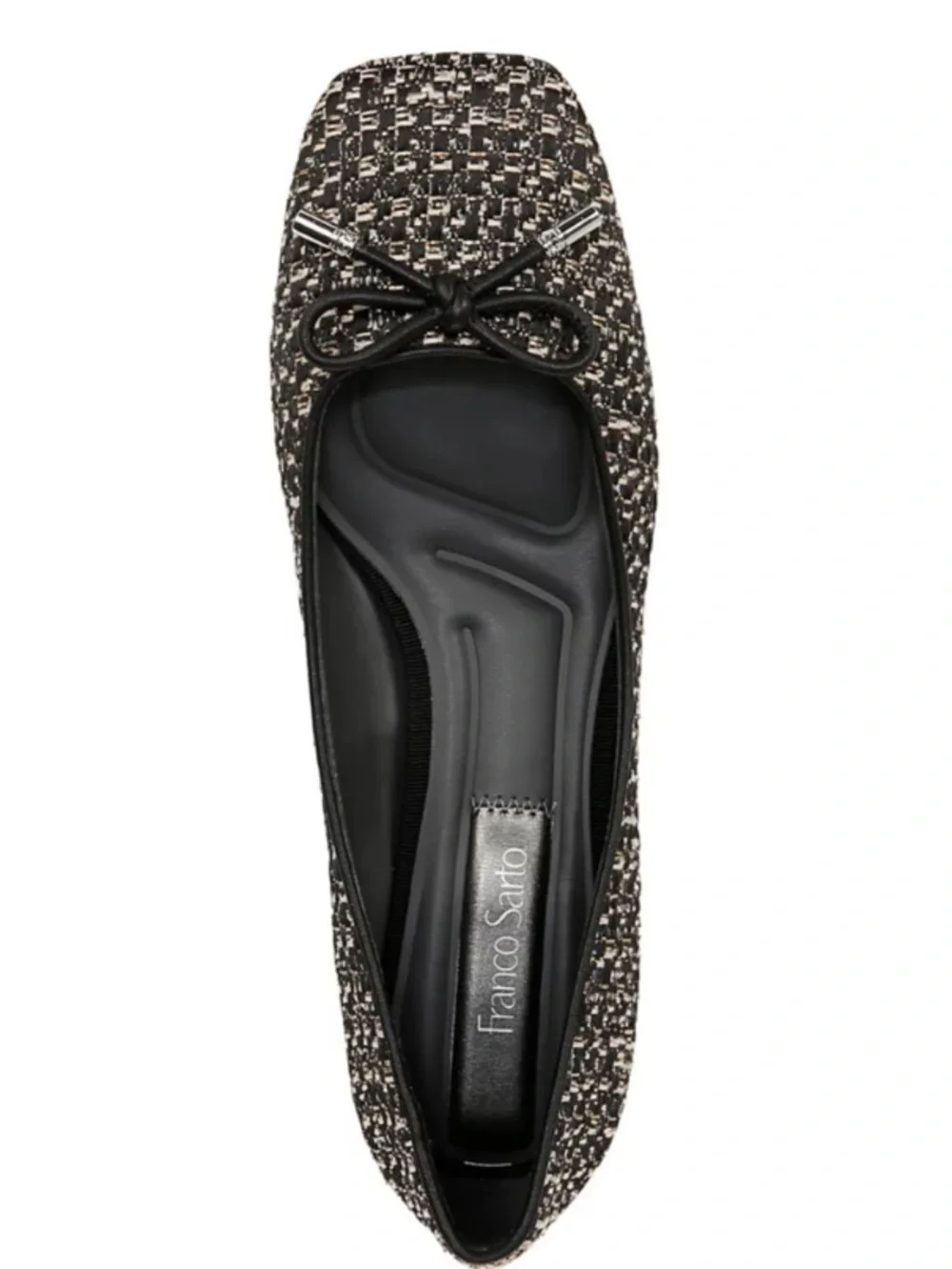 Franco Sarto Classic Black Tweed Block Heel Pump with Bow size 8 estimated